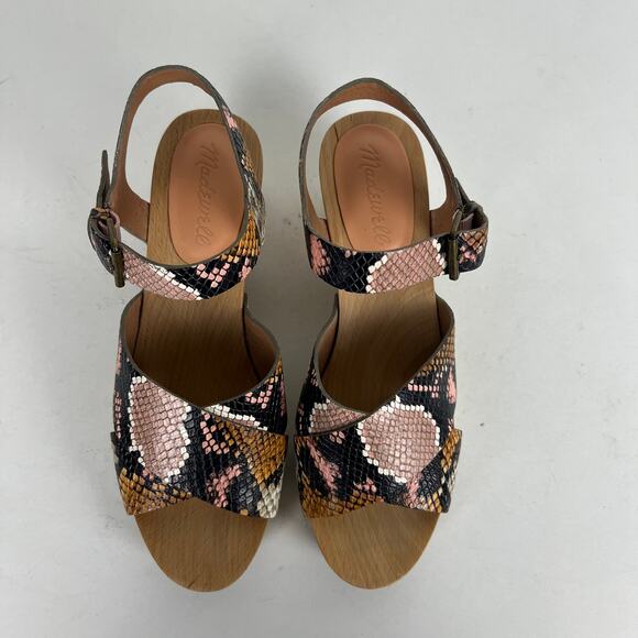 Madewell The Johanna Crisscross Sandal Snake Embossed Leather Sz 7.5 - Picture 9 of 11